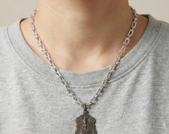 Thai Buddha Amulet Pewter Necklace - Spiritual Protection Jewelry - Meaningful Cultural Gift with Modern Chain