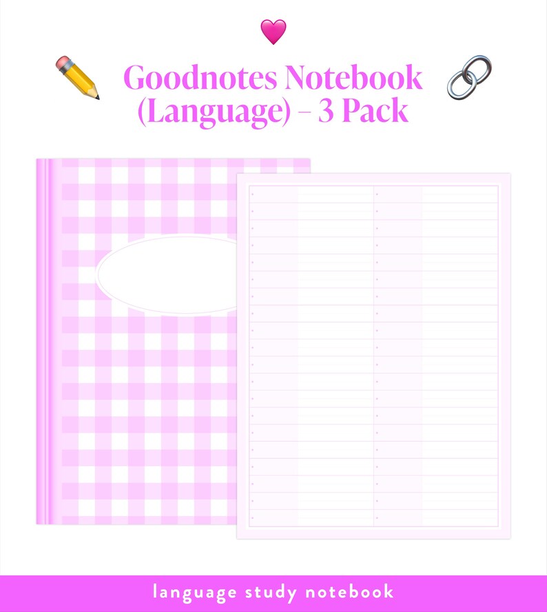 Goodnotes iPad Template • Language Study Notebook • 3-pack • Portrait ...