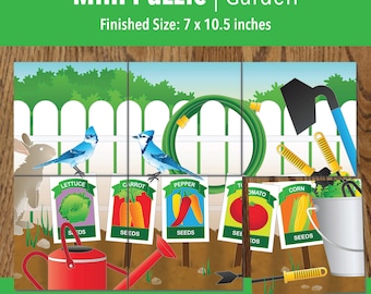 Printable Garden Seeds Adaptive Mini Puzzle | Visual Travel Activities for Kids, Seniors & Therapy | 6–24 Piece | PDF