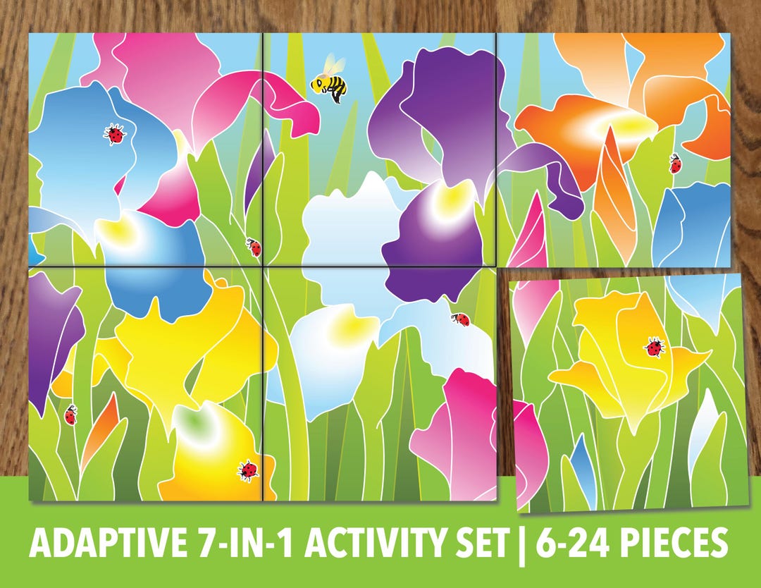 Printable Iris Flowers Adaptive Mini Puzzle | Visual Travel Activity ...