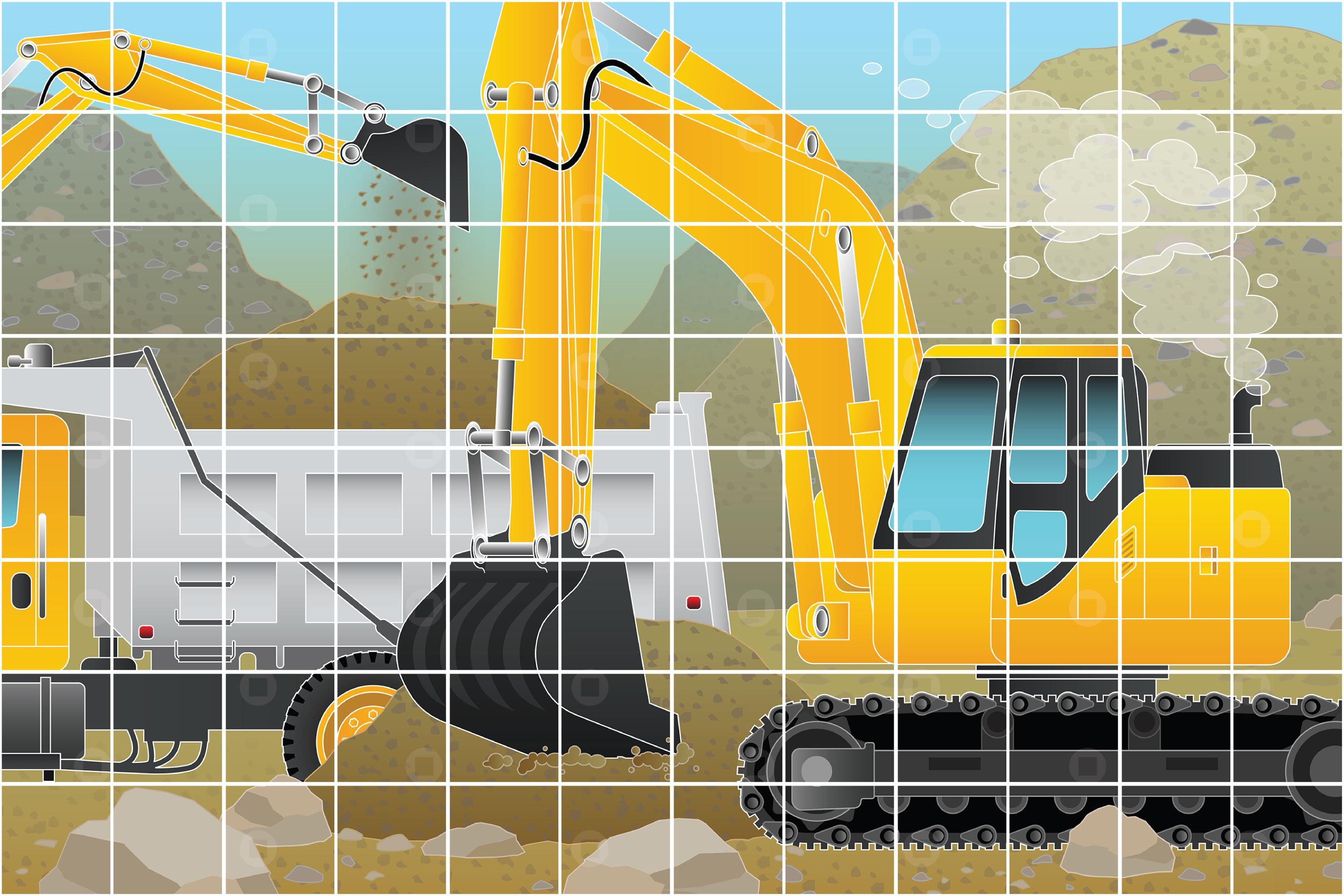 Printable Excavator Adaptive Puzzle Activity | Visual Exercise for Kids ...