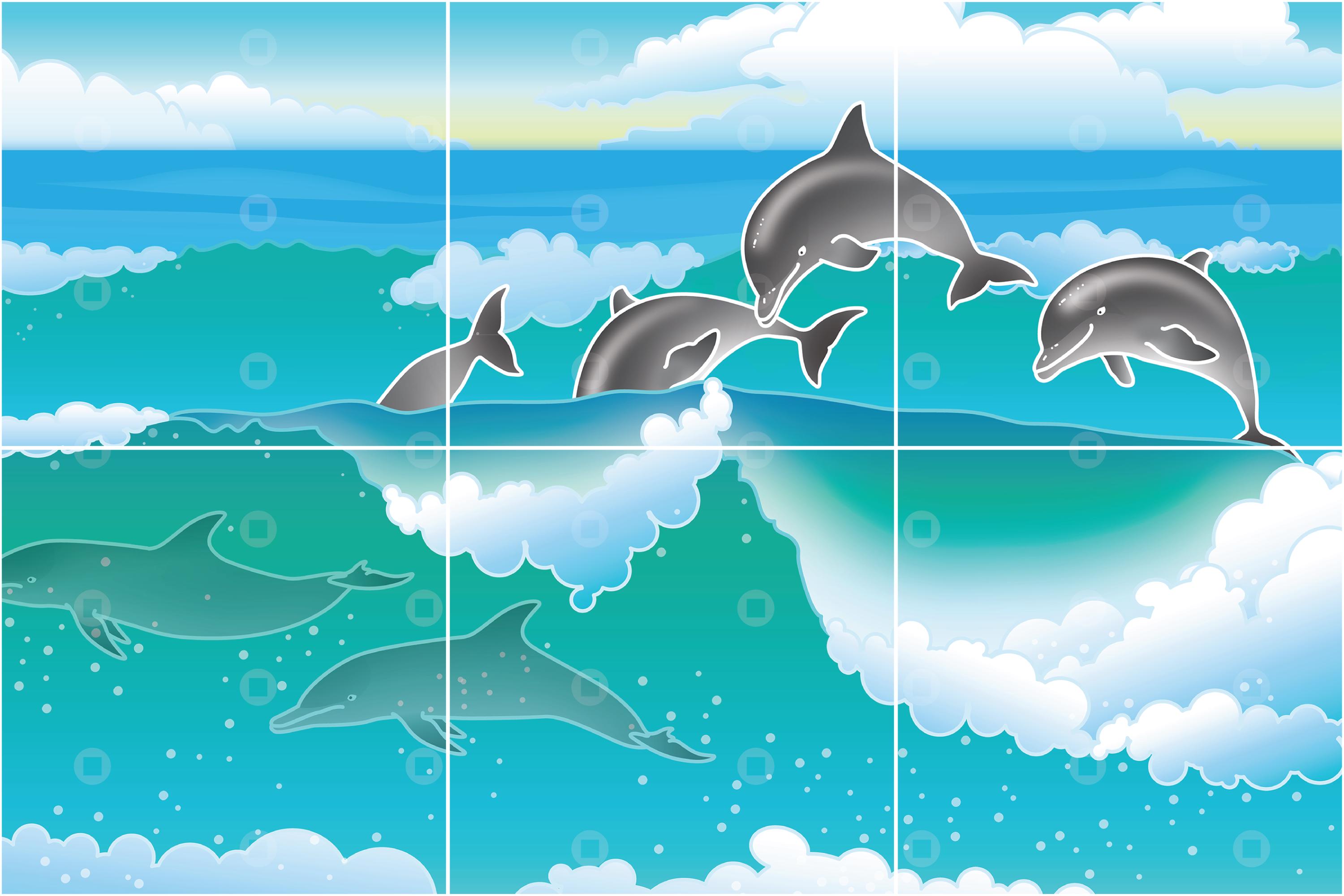 Printable Surfing Dolphins Adaptive Puzzle Activity | Visual Exercise ...