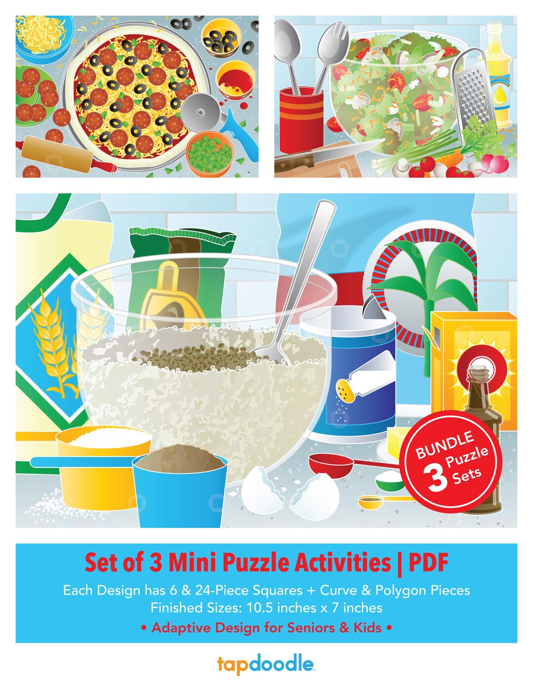 Set of 3 Printable Meal Prep Adaptive Mini Puzzles | Visual Travel ...