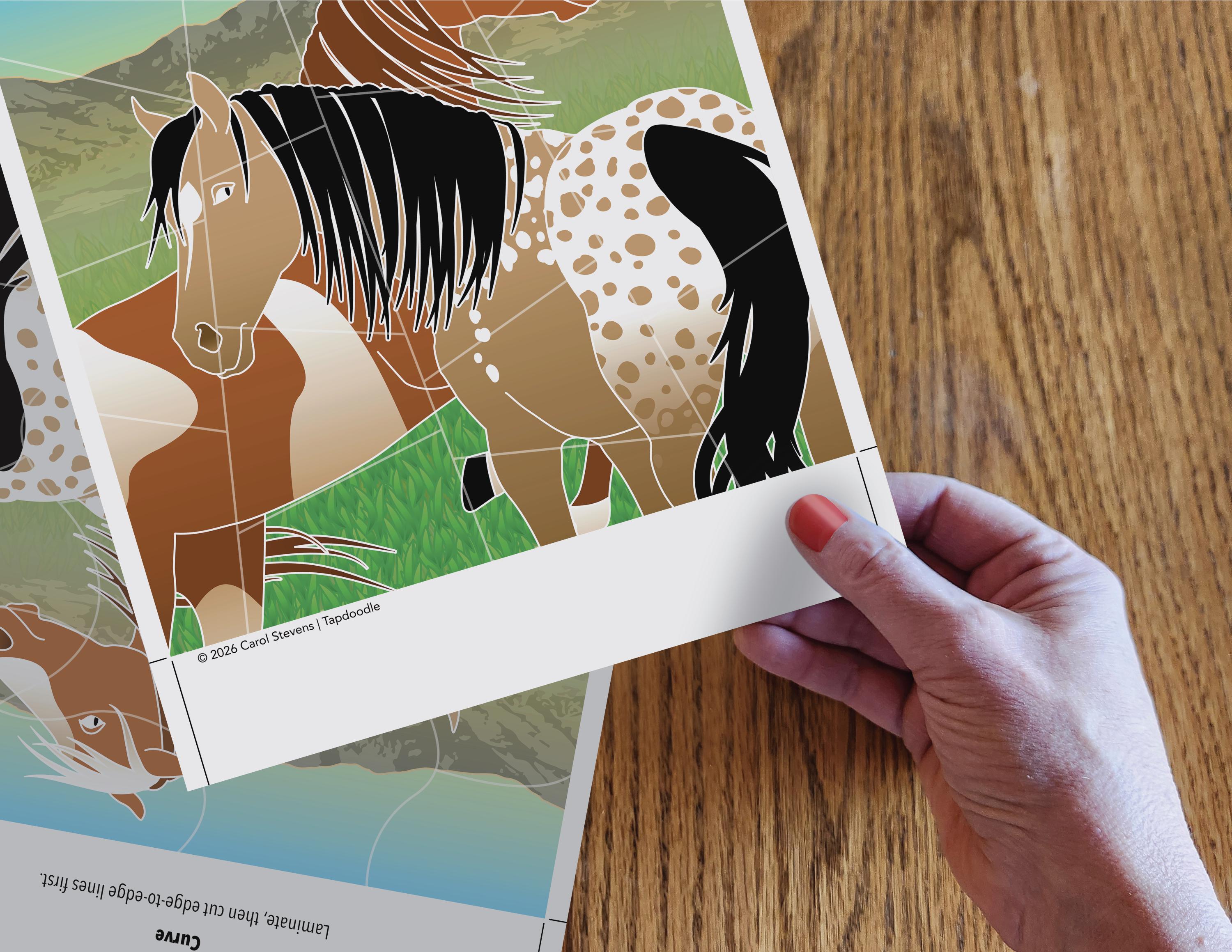 Printable Horse Spots Adaptive Mini Puzzle | Visual Travel Activity for ...