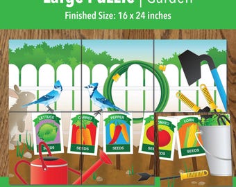 Printable Garden Seeds Adaptive Puzzle Activities | Visual Exercise for Kids, Seniors & Therapy | 6–96 Piece | PDF