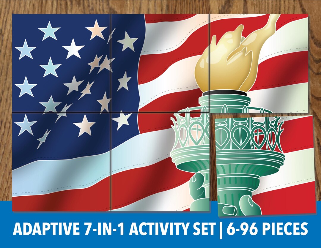 Printable Statue of Liberty Flag Adaptive Puzzle Activities | Visual ...