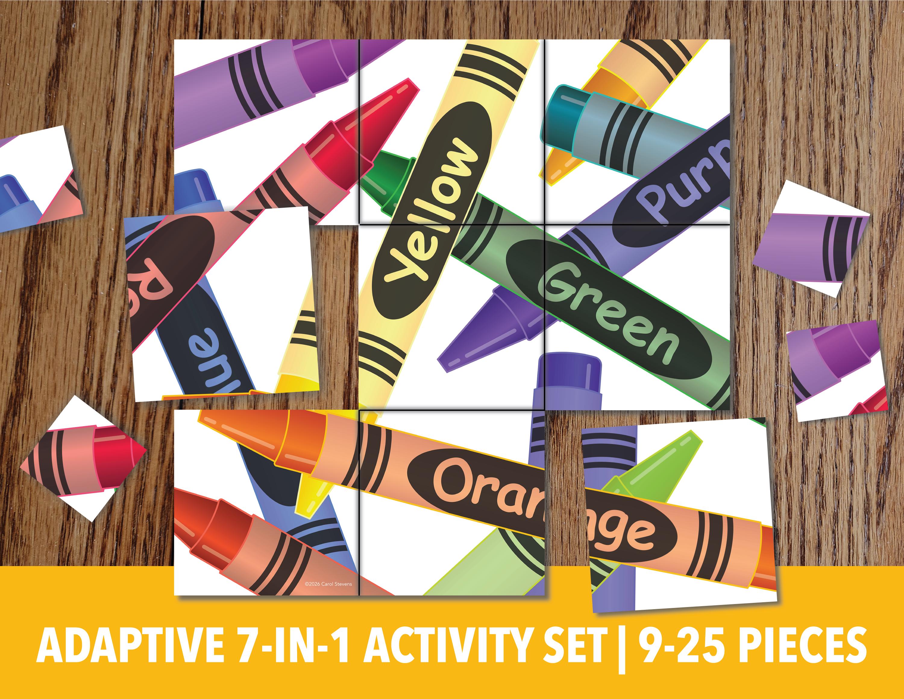 Set of 3 Printable Crayon Adaptive Mini Puzzles | Visual Travel ...