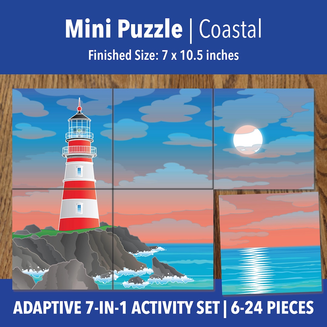 Printable Lighthouse Adaptive Mini Puzzle | Visual Travel Activities ...