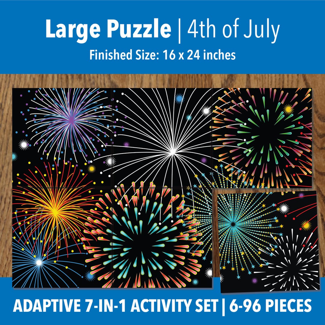 Printable Fireworks Adaptive Puzzle Activities | Visual Exercise for ...