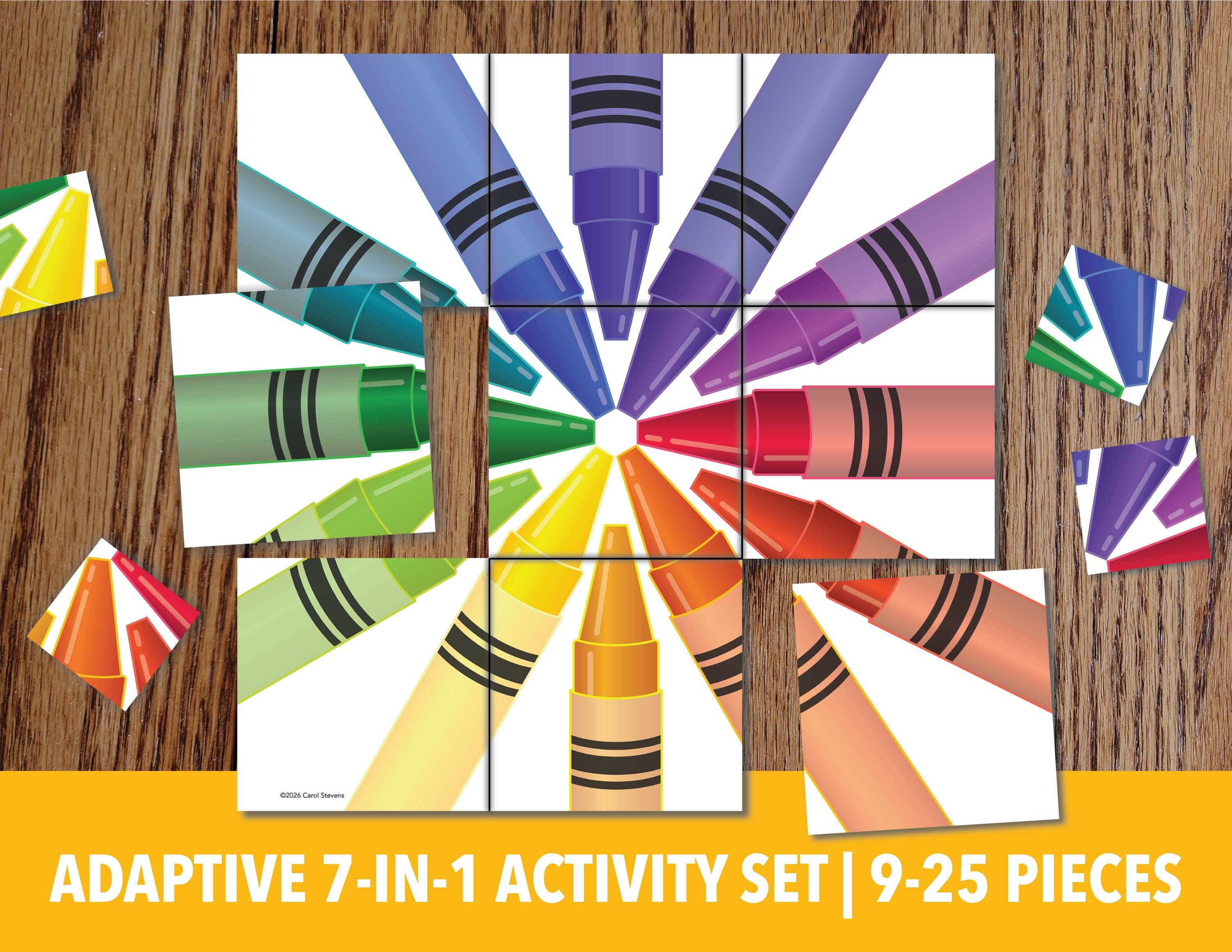 Set of 3 Printable Crayon Adaptive Mini Puzzles | Visual Travel ...