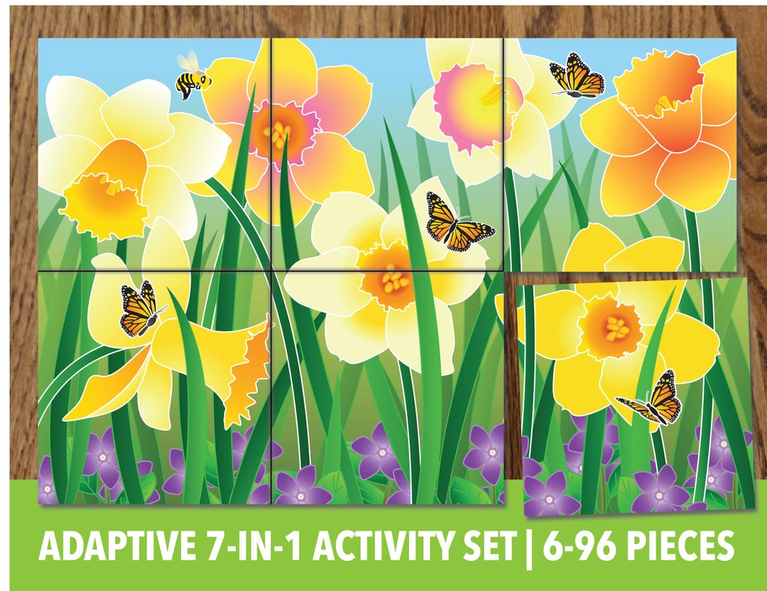 Printable Spring Daffodil Adaptive Puzzle Activity | Visual Exercise ...