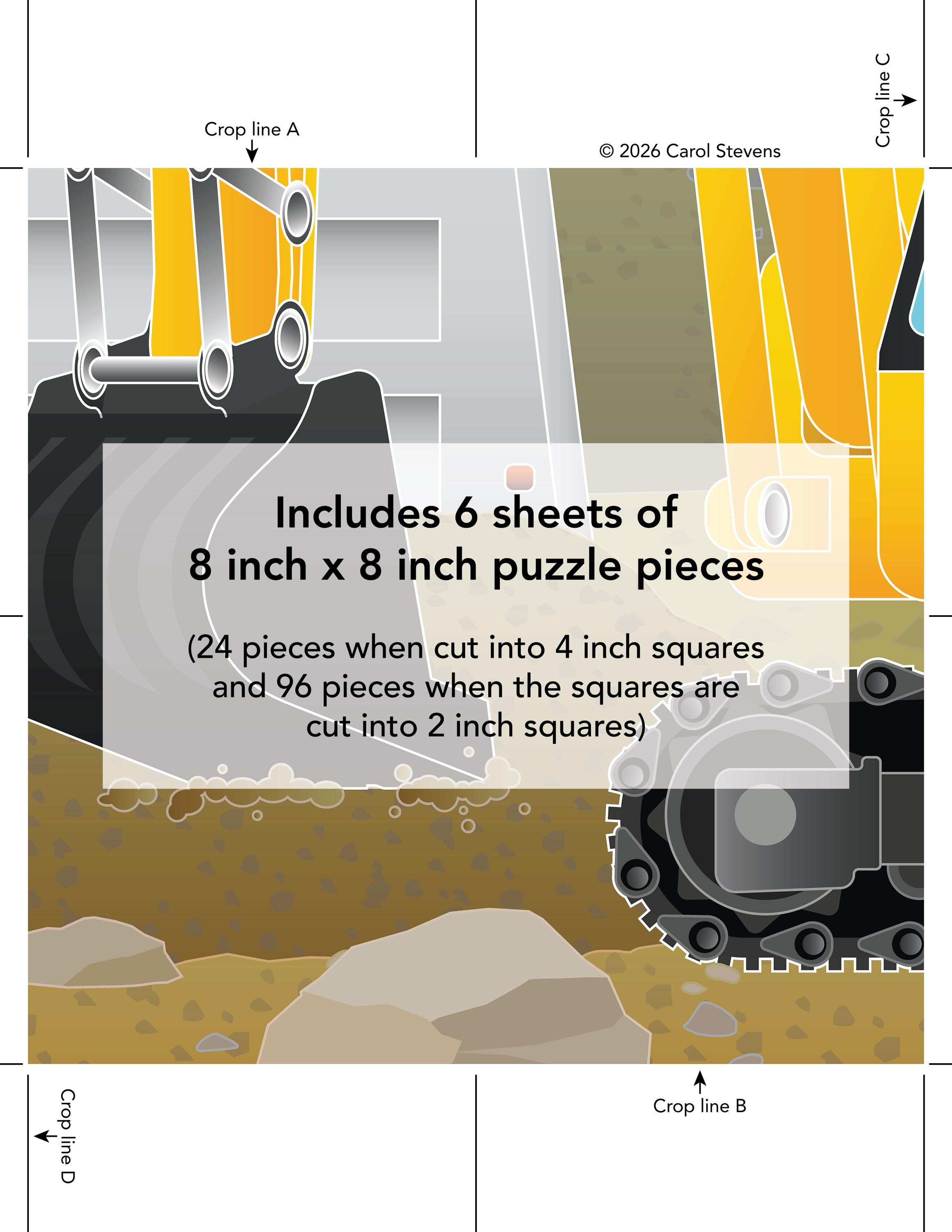Printable Excavator Adaptive Puzzle Activity | Visual Exercise for Kids ...