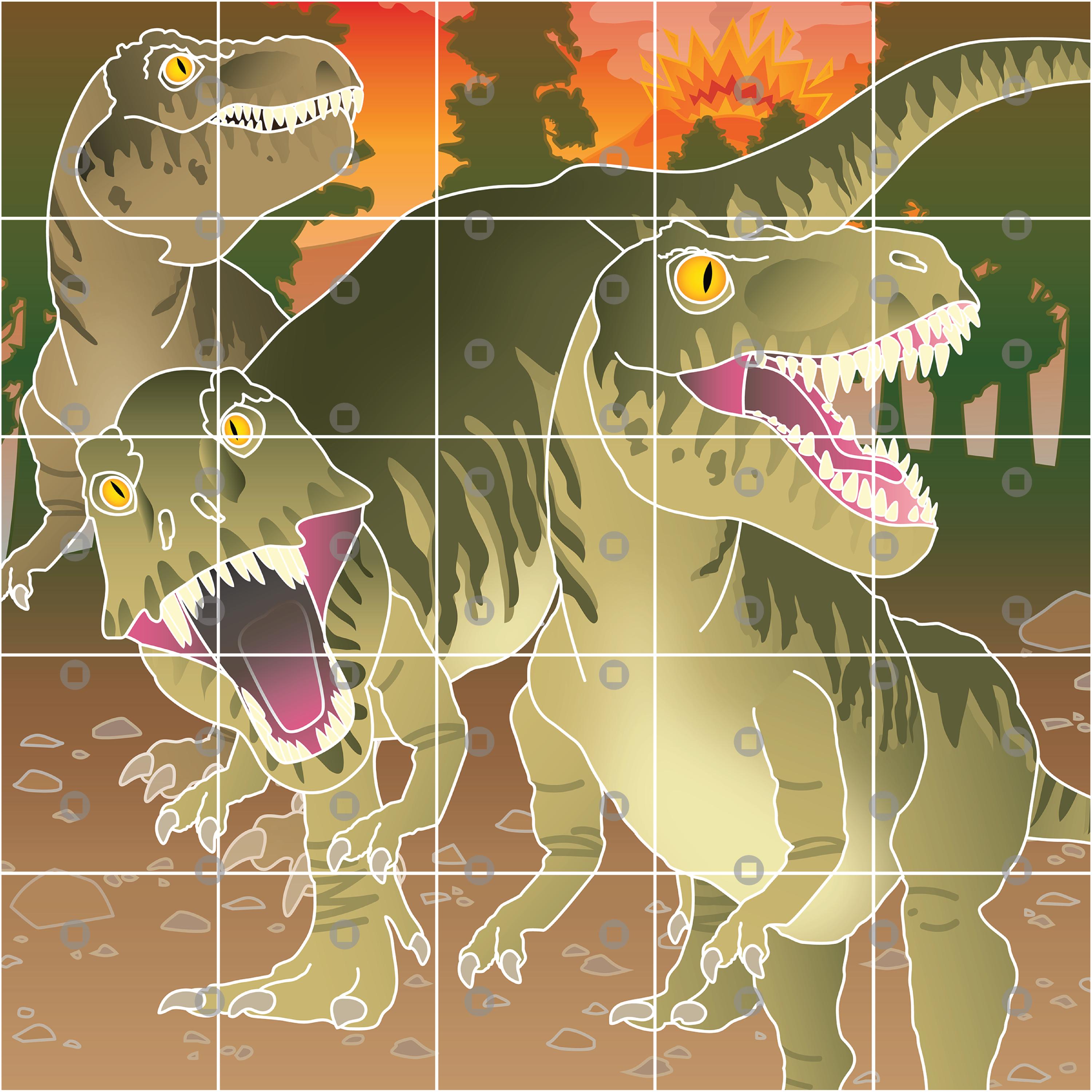 Printable T-rex Adaptive Square Puzzle | Homeschool & Dementia Logic ...