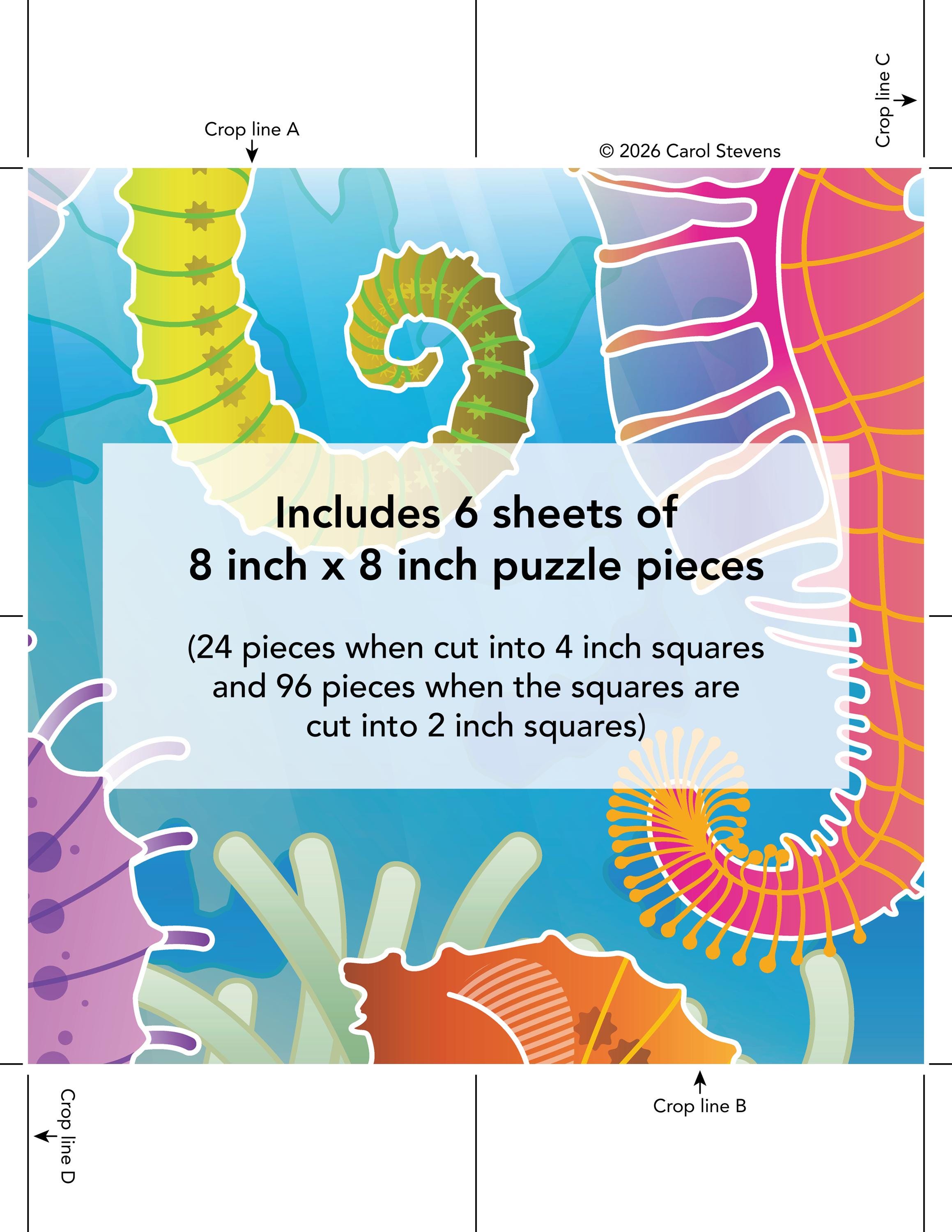 Printable Seahorse Group Adaptive Puzzle Activity | Visual Exercise for ...