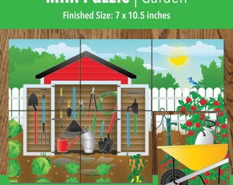 Printable Garden Shed Adaptive Mini Puzzle | Visual Travel Activities for Kids, Seniors & Therapy | 6–24 Piece | PDF