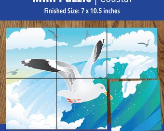 Printable Seagull Adaptive Mini Puzzle | Visual Travel Activities for Kids, Seniors & Therapy | 6–24 Piece | PDF