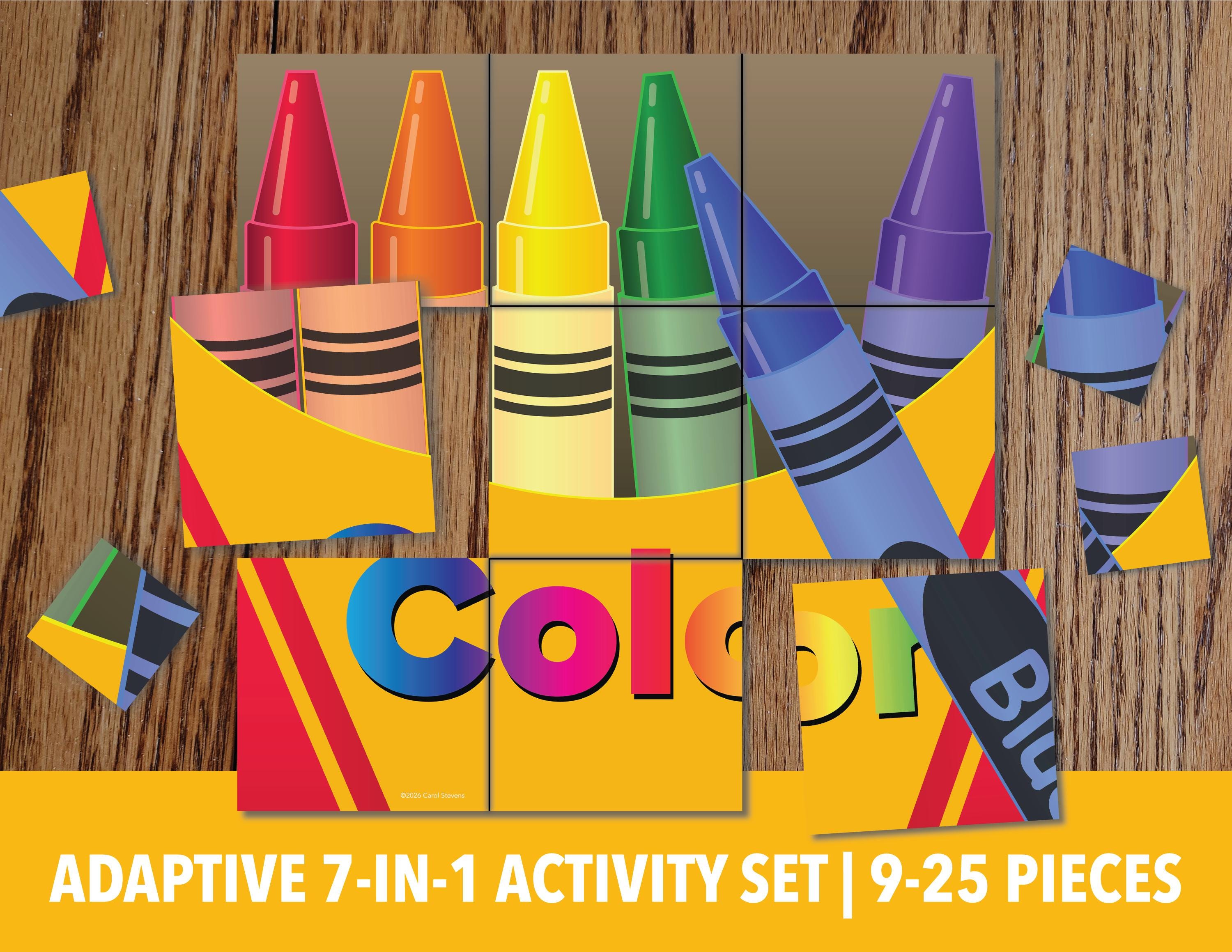 Set of 3 Printable Crayon Adaptive Mini Puzzles | Visual Travel ...