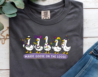 Camiseta suelta de Mardi Goose / Ilustración de Mardi Gras Geese