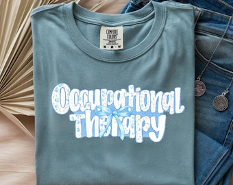 Camiseta de terapia ocupacional / Camiseta retro azul cielo de OT