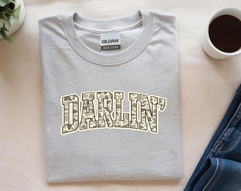 Camiseta con arco de camuflaje vintage Darlin' / Camiseta con texto retro