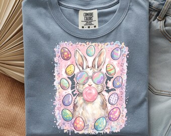 Camiseta de conejito de Pascua pastel / Diseño de huevo de acuarela