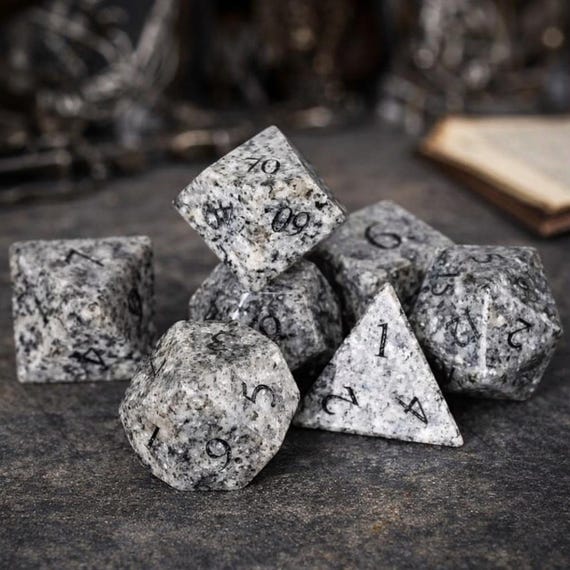 Rock Solid saponite stone dice set, smooth matte finish
