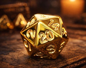 Réquiem Dorado, juego de dados chapados en oro de 7 piezas hecho a mano, dados poliédricos de metal para DnD, RPG y juegos de mesa.