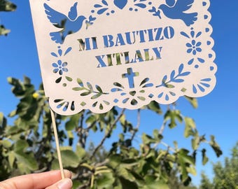 Personalized Papel Picado, Cielito Lindo Papel Picado Centerpiece Flags, Personalized Baby Shower, Wedding, Fiesta Decor Custom Colors