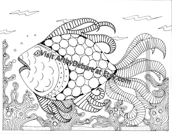 Items similar to 3 Fish Coloring Pages on Etsy