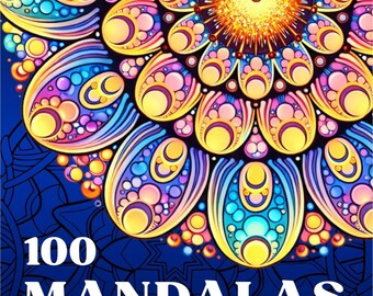 100 Mandala Coloring Pages, Adult Relaxation, HANAMIN (Digital Download)