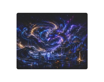 Cosmic Dragon Shrine Metal Wall Art, Japanese Fantasy Landscape, Galaxy Torii Gate Decor, Futuristic Japan Wall Art