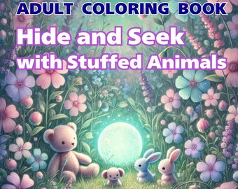 Stuffed Animals Hide and Seek – Printable Coloring Pages | Digital Download by HANAMIN