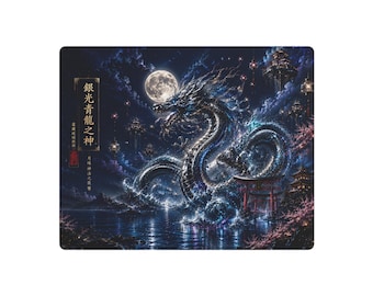 Silver Blue Dragon Metal Wall Art, Japanese Fantasy Dragon, Moonlit Asian Decor, Mystical Japan Wall Decor