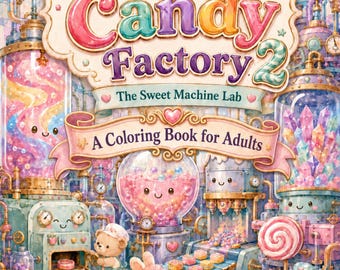 Dopamine Candy Factory 2 Coloring Book, Printable Adult Coloring Pages, Sweet Machine Lab PDF, Instant Download