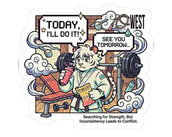 Today Ill Do It Tiger Sticker Funny Gym Meme Procrastination Workout Motivation Relatable Fitness Humor Laptop Water Bottle