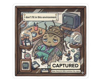 I Dont Fit In Sticker Captured Bug Cute Weird Meme Retro Aesthetic Introvert Relatable Mood Vinyl Decal