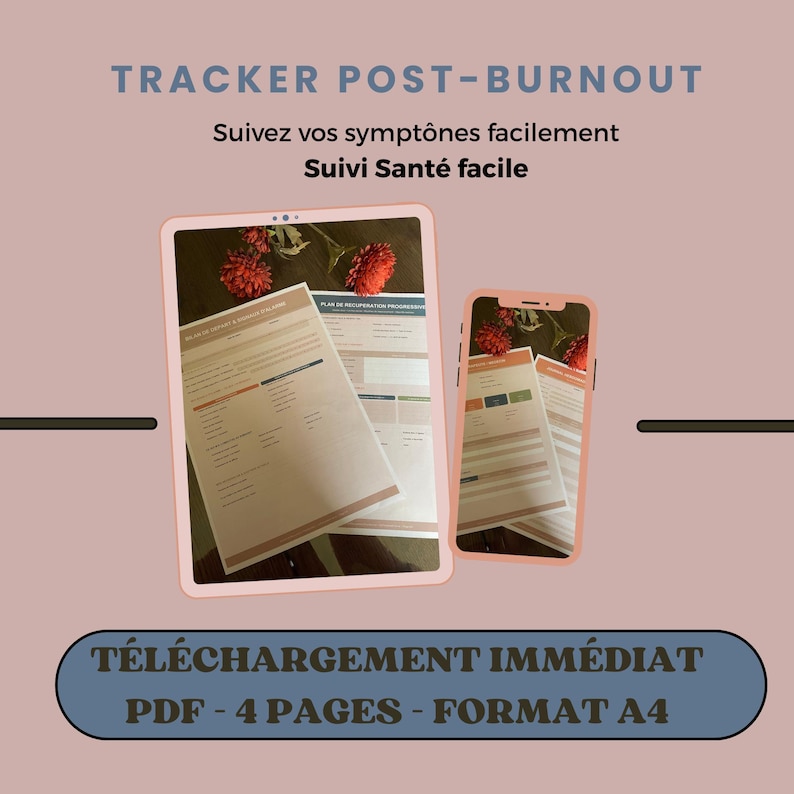 Post burnout journal imprimable pour visite chez médecin | Téléchargement Instantané PDF Format A4