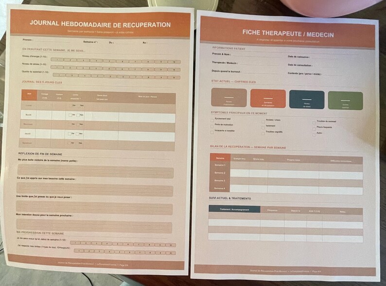 Post burnout journal imprimable pour visite chez médecin | Téléchargement Instantané PDF Format A4