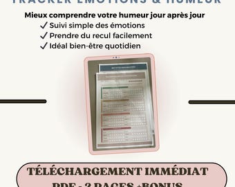 Tracker delle emozioni in formato PDF stampabile, monitoraggio quotidiano dell'umore, download immediato - formato A4