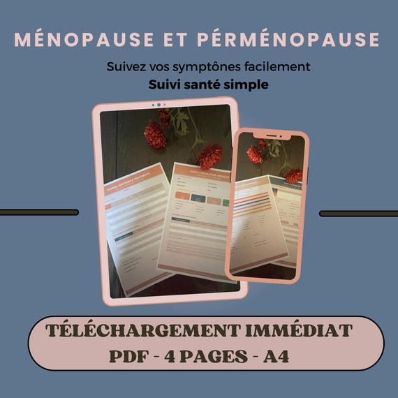 Ménopause tracker PDF imprimable I Périménopause tracker de symptômes téléchargeable instantanément Format A4