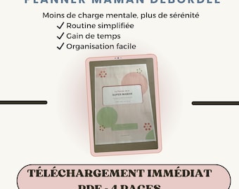 Maman débordée planner imprimble PDF, semainier organisation famille, téléchargement immédiat