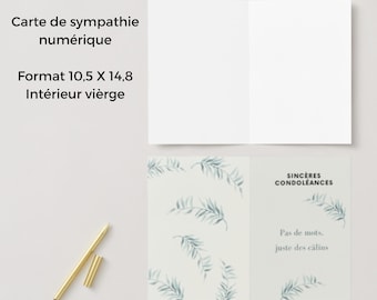 Printable pastel green folded sympathy card, instant PDF download