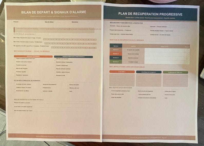 Post burnout journal imprimable pour visite chez médecin | Téléchargement Instantané PDF Format A4