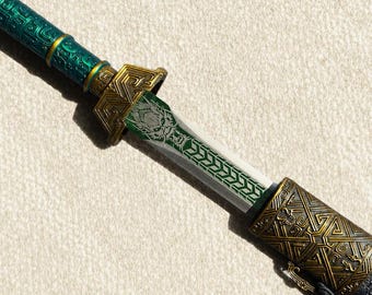 Handmade Green Dragon Katana, Full Tang 1060 High Carbon Steel Japanese Samurai Katana Sword