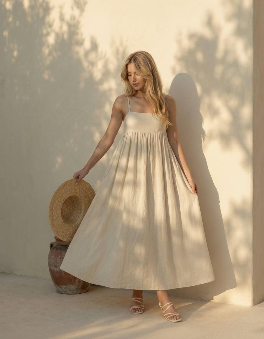 sachin and babi light blue dress Taylor Women's Linen Empire Waist Dress