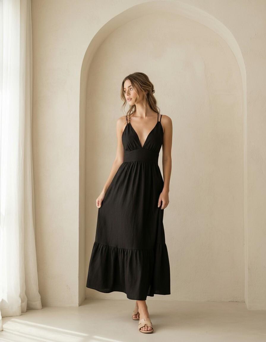 Black Strappy Dress - Etsy