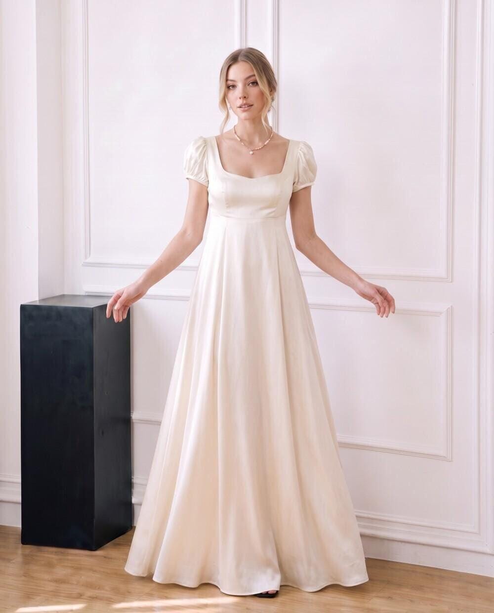 ivory cap sleeve dress flowy a-line dress
