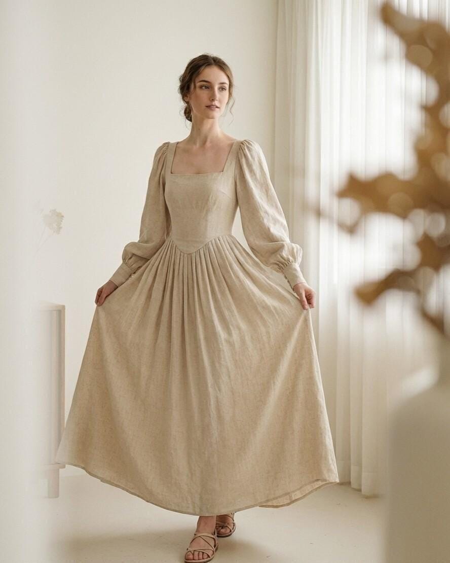 long sleeve milkmaid dress HNFYSMQL Women's Floral Puff Maxi Dress, Boho Casual Beach (#1,M) at Amazon Women's Clothing store Great for making warm Juliette Dress Sewing Pattern: Corset