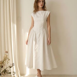 white fit and flare dress for women Satin Fit and Flare Backless Dress main image 0