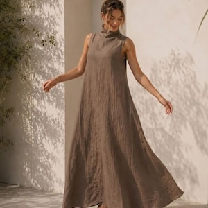 high neck linen midi dress themurraysway on LTK